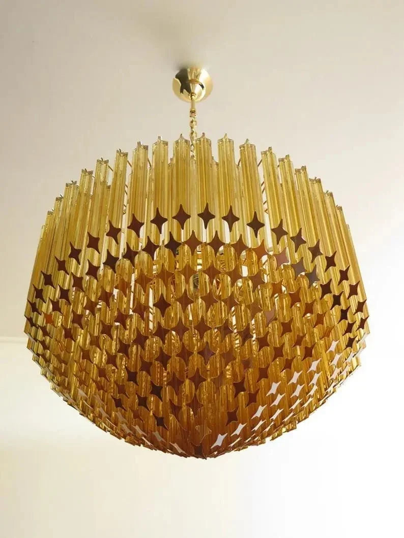 Murana Glass Chandelier – Amber - Brass - Jecanoli