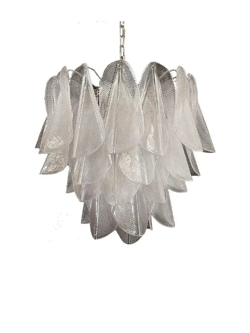 Murano Chandelier – Rondini – 41 glass leaves – Transparent - Nickel - Manor Lights