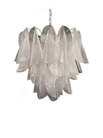 Murano Chandelier – Rondini – 41 glass leaves – Transparent - Nickel - Manor Lights