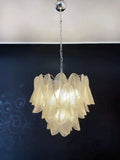 Murano Chandelier – Rondini – 41 glass leaves – Transparent - Nickel - Manor Lights