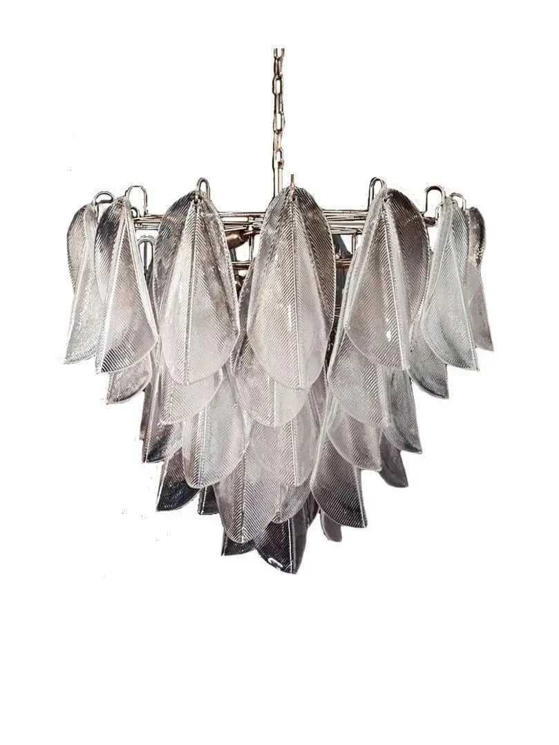 Murano-Style Chandelier – Rondini – 57 glass leaves – Transparent - -Jecanoli