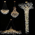 Nature-inspired Brass Tree Chandelier with Glazed Glass Flowers - Style D/L78.7