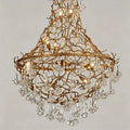 Nature-inspired Brass Tree Chandelier with Glazed Glass Flowers - Style D/L78.7