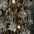 Nature-inspired Brass Tree Chandelier with Glazed Glass Flowers - Style D/L78.7