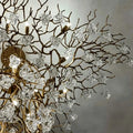Nature-inspired Brass Tree Chandelier with Glazed Glass Flowers - Style D/L78.7
