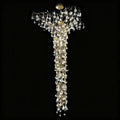 Nature-inspired Brass Tree Chandelier with Glazed Glass Flowers - Style C/D70.87