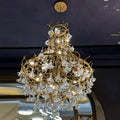 Nature-inspired Brass Tree Chandelier with Glazed Glass Flowers - Style D/L78.7