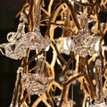 Nature-inspired Brass Tree Chandelier with Glazed Glass Flowers - Style D/L78.7