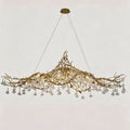 Nature-inspired Brass Tree Chandelier with Glazed Glass Flowers - Style D/L78.7