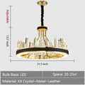 New Style Iceberg Crystal Chandelier For Living Room Modern Black Crown Ceiling Lighting Fixture - Rectangle L31.5