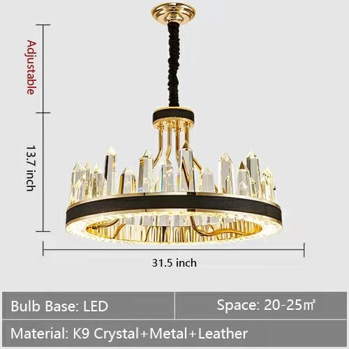 New Style Iceberg Crystal Chandelier For Living Room Modern Black Crown Ceiling Lighting Fixture - Rectangle L31.5"*W13.8"*H13.8"Warm Light - Jecanoli