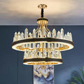 New Style Iceberg Crystal Chandelier For Living Room Modern Black Crown Ceiling Lighting Fixture - 2 layers D31.5