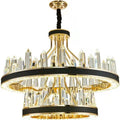 New Style Iceberg Crystal Chandelier For Living Room Modern Black Crown Ceiling Lighting Fixture - 2 layers D39.4