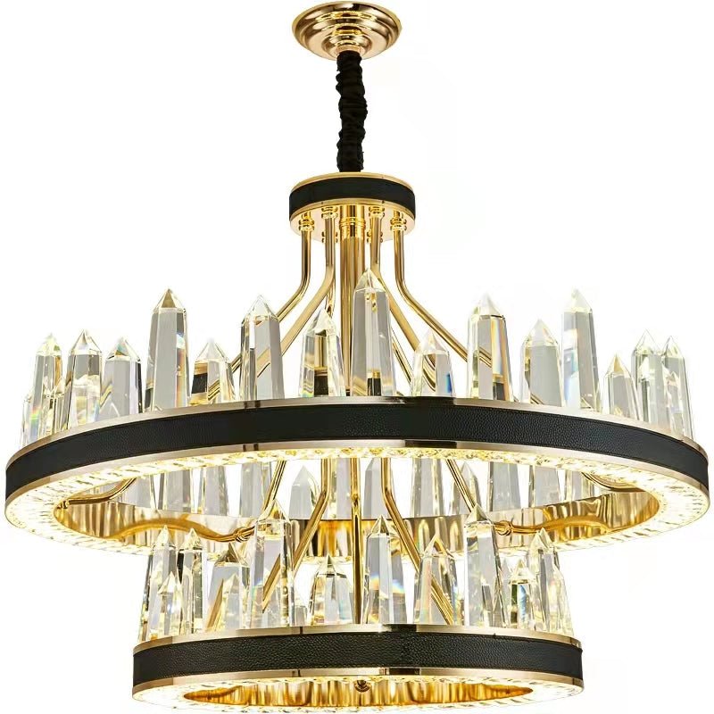 New Style Iceberg Crystal Chandelier For Living Room Modern Black Crown Ceiling Lighting Fixture - 2 layers D39.4"*H23.6"/43.7kgDimmable Warm Light - Jecanoli
