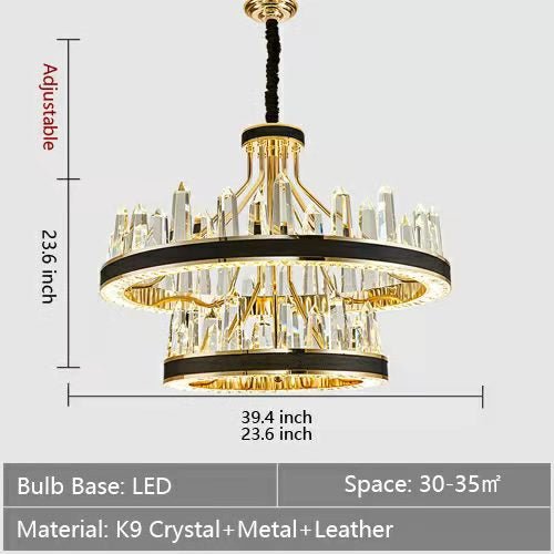 New Style Iceberg Crystal Chandelier For Living Room Modern Black Crown Ceiling Lighting Fixture - 2 layers D31.5"*H23.6"/34.4kgDimmable Warm Light - Jecanoli