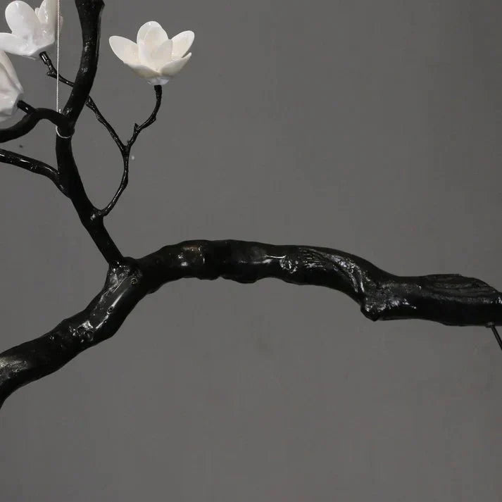 Noir Magnolia Branch & Porcelain Bloom Chandelier - Jecanoli