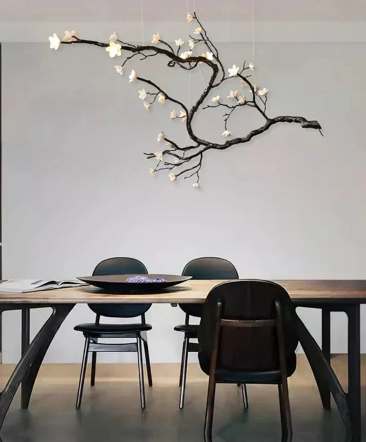 Noir Magnolia Branch & Porcelain Bloom Chandelier - Jecanoli