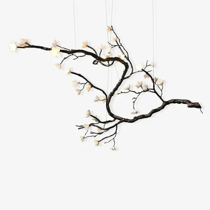 Noir Magnolia Branch & Porcelain Bloom Chandelier - Jecanoli