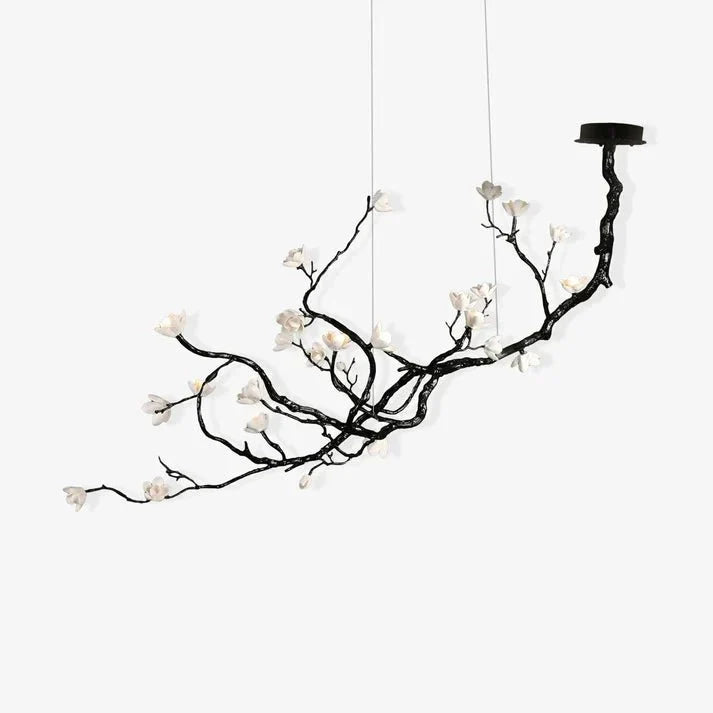 Noir Magnolia Branch & Porcelain Bloom Chandelier - Jecanoli