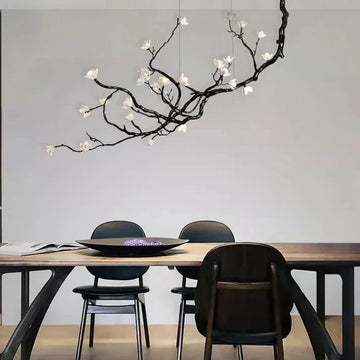 Noir Magnolia Branch & Porcelain Bloom Chandelier - Jecanoli