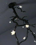 Noir Twisted Branch & Porcelain Bloom Candelabrum Chandelier - Jecanoli