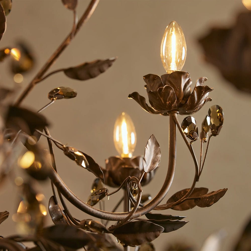 Nora Gilded Floral Crystal Round Chandelier - Jecanoli