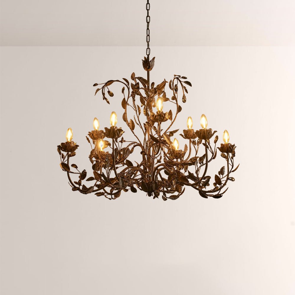 Nora Gilded Floral Crystal Round Chandelier - Jecanoli
