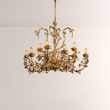 Nora Gilded Floral Crystal Round Chandelier - Jecanoli