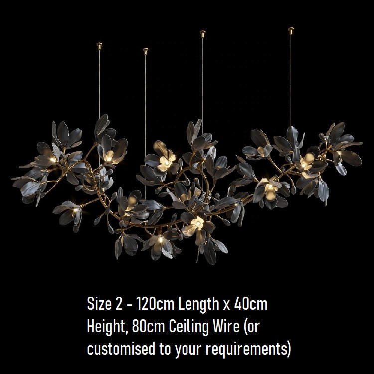 Octavia Black Branching Glass Flower Chandelier - 47.2 inches Length x 15.7 inches Height&nbsp;Deep Golden BrownJecanoli