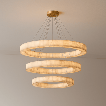 OLYRA 3-TIER ROUND ALABASTER CHANDELIER 39" 47" 59"D-Jecanoli