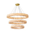 OLYRA 3-TIER ROUND ALABASTER CHANDELIER 39