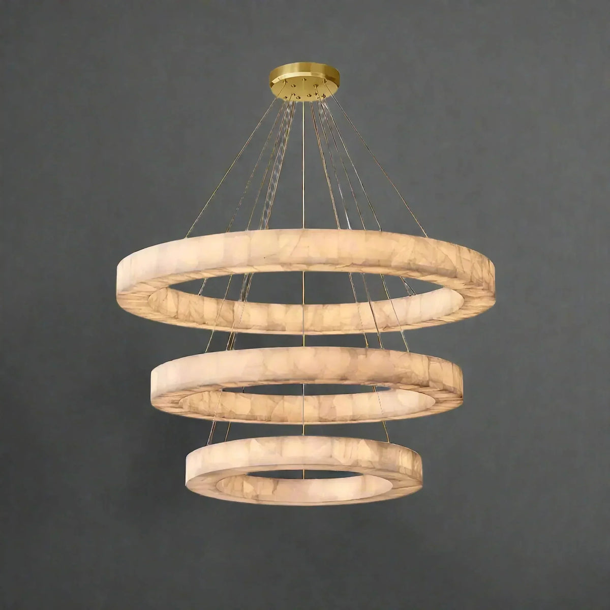 OLYRA 3-TIER ROUND ALABASTER CHANDELIER 39" 47" 59"D-Jecanoli
