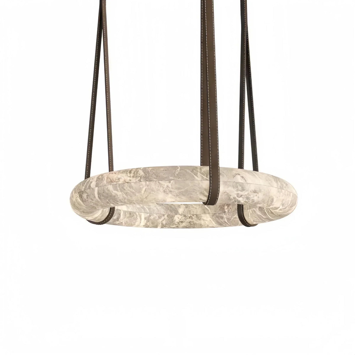 Oslo L1P Pendant Alabaster Chandelier, Halo Ring Chandelier With canopy Over Dining Table-Chandelier-Jecanoli