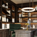 Oslo L1P Pendant Alabaster Chandelier, Halo Ring Chandelier With canopy Over Dining Table-Chandelier-Jecanoli