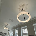 Oslo L1P Pendant Alabaster Chandelier, Halo Ring Chandelier With canopy Over Dining Table-Chandelier-Jecanoli