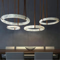 Oslo L1P Pendant Alabaster Chandelier, Halo Ring Chandelier With canopy Over Dining Table-Chandelier-Jecanoli