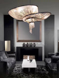Oversized Art Fashion Spiral Tassel Aluminum Chain Chandelier for Living Room/Foyer - Black NickelD23.6