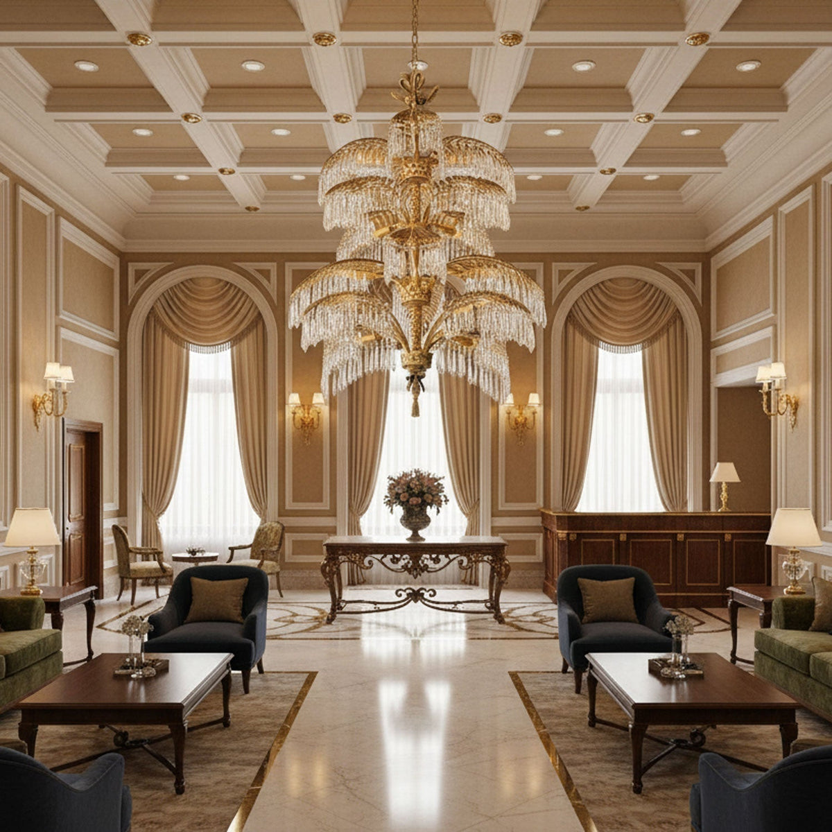 Palmera Brass Crystal Chandelier - ∅37.4″ x H 41.7″Brass & ClearJecanoli