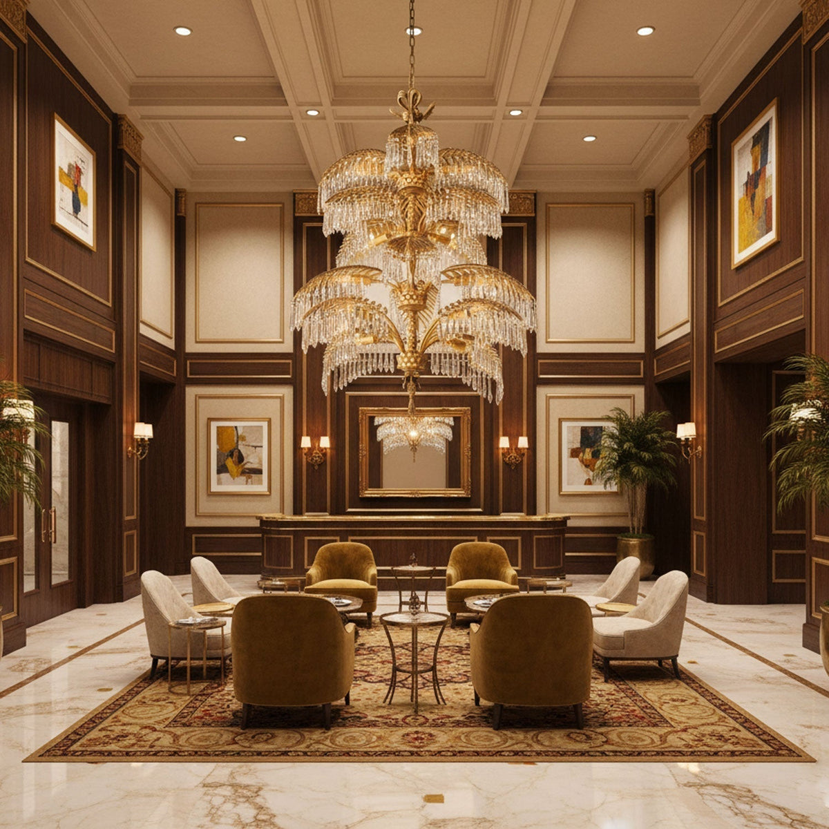 Palmera Brass Crystal Chandelier - ∅37.4″ x H 41.7″Brass & ClearJecanoli