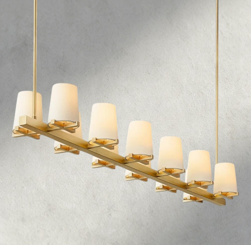 Pauillac Fabric Shade Linear Chandelier 49", 60"-chandelier-Jecanoli