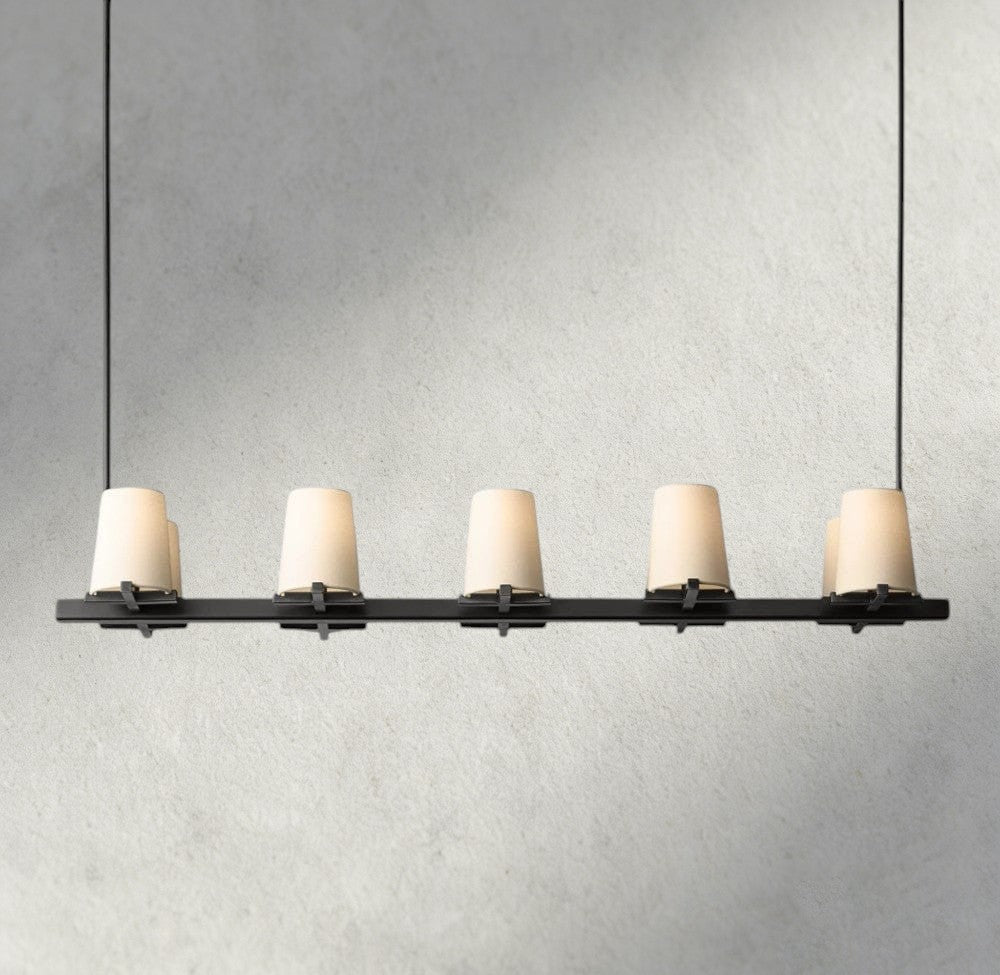 Pauillac Fabric Shade Linear Chandelier 49", 60"-chandelier-Jecanoli