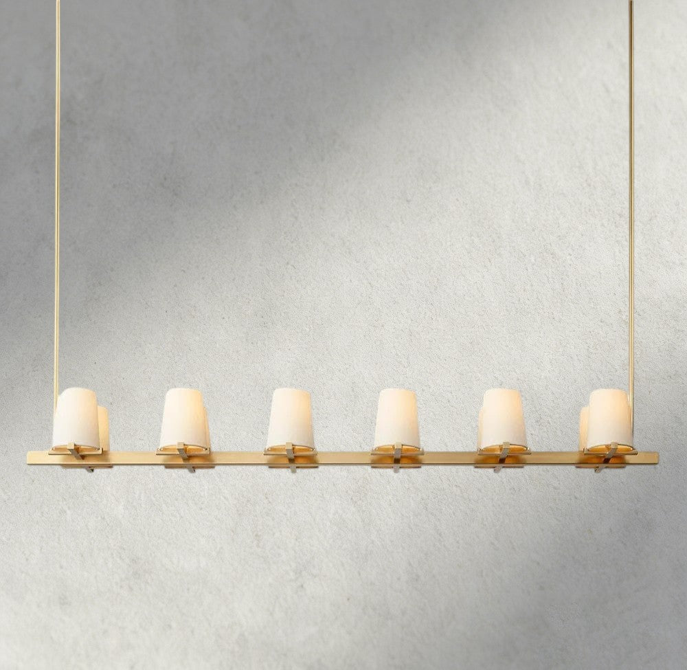 Pauillac Fabric Shade Linear Chandelier 49", 60"-chandelier-Jecanoli