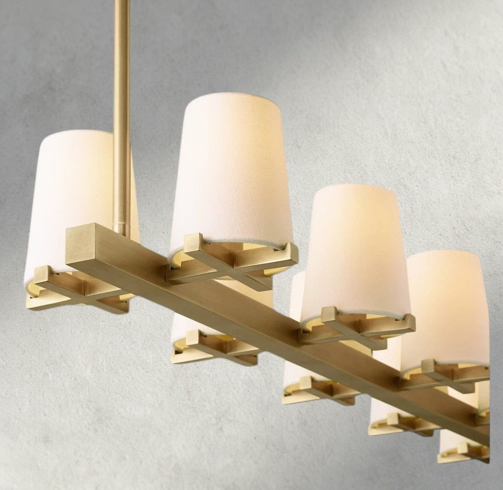 Pauillac Fabric Shade Linear Chandelier 49", 60"-chandelier-Jecanoli
