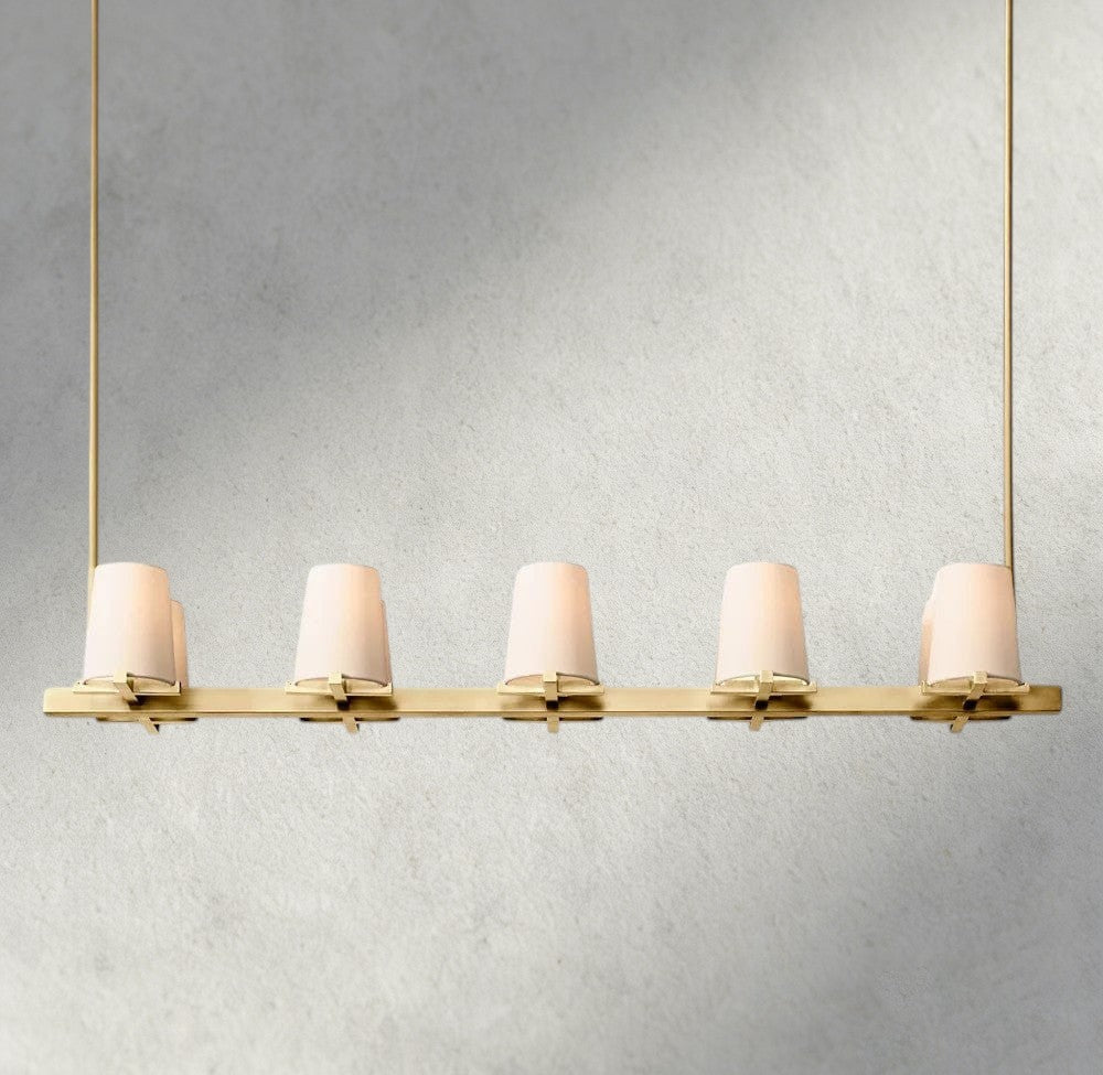 Pauillac Fabric Shade Linear Chandelier 49", 60"-chandelier-Jecanoli
