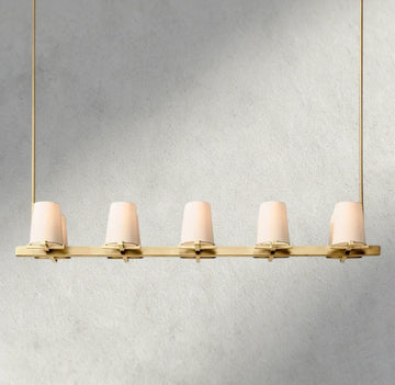 Pauillac Fabric Shade Linear Chandelier 49", 60"-chandelier-Jecanoli