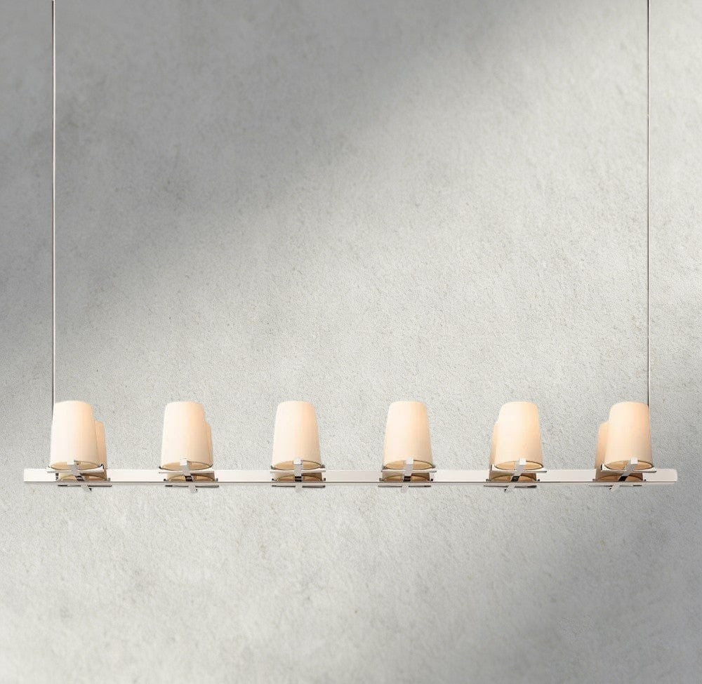 Pauillac Fabric Shade Linear Chandelier 49", 60"-chandelier-Jecanoli