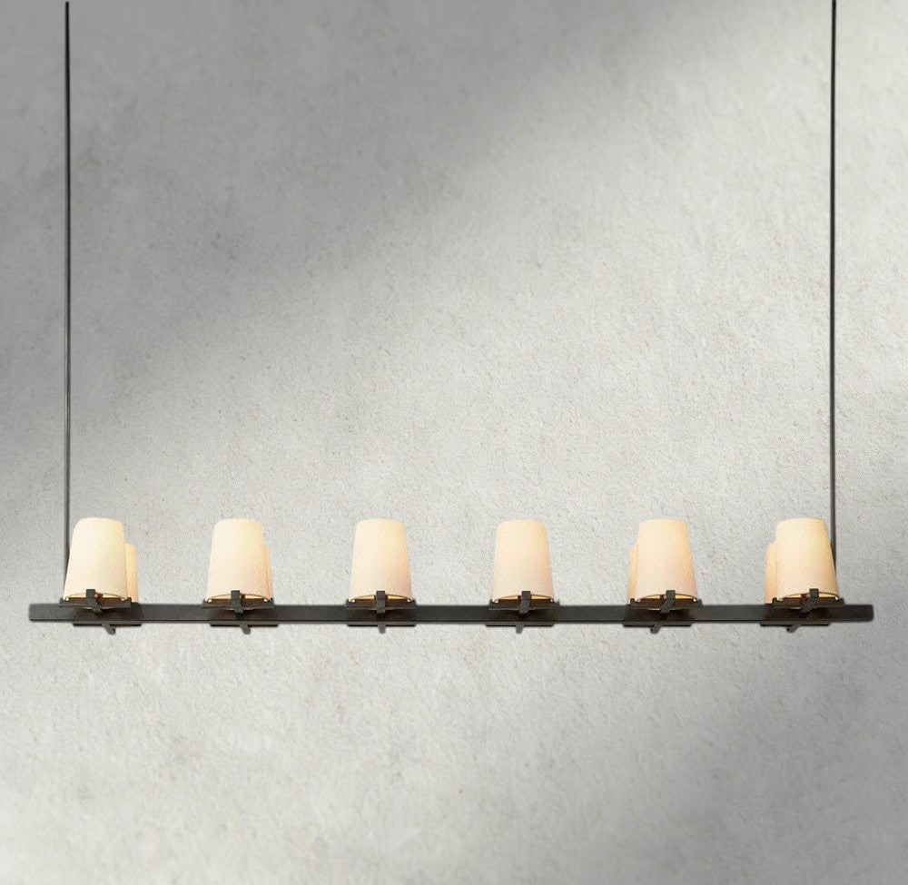 Pauillac Fabric Shade Linear Chandelier 49", 60"-chandelier-Jecanoli
