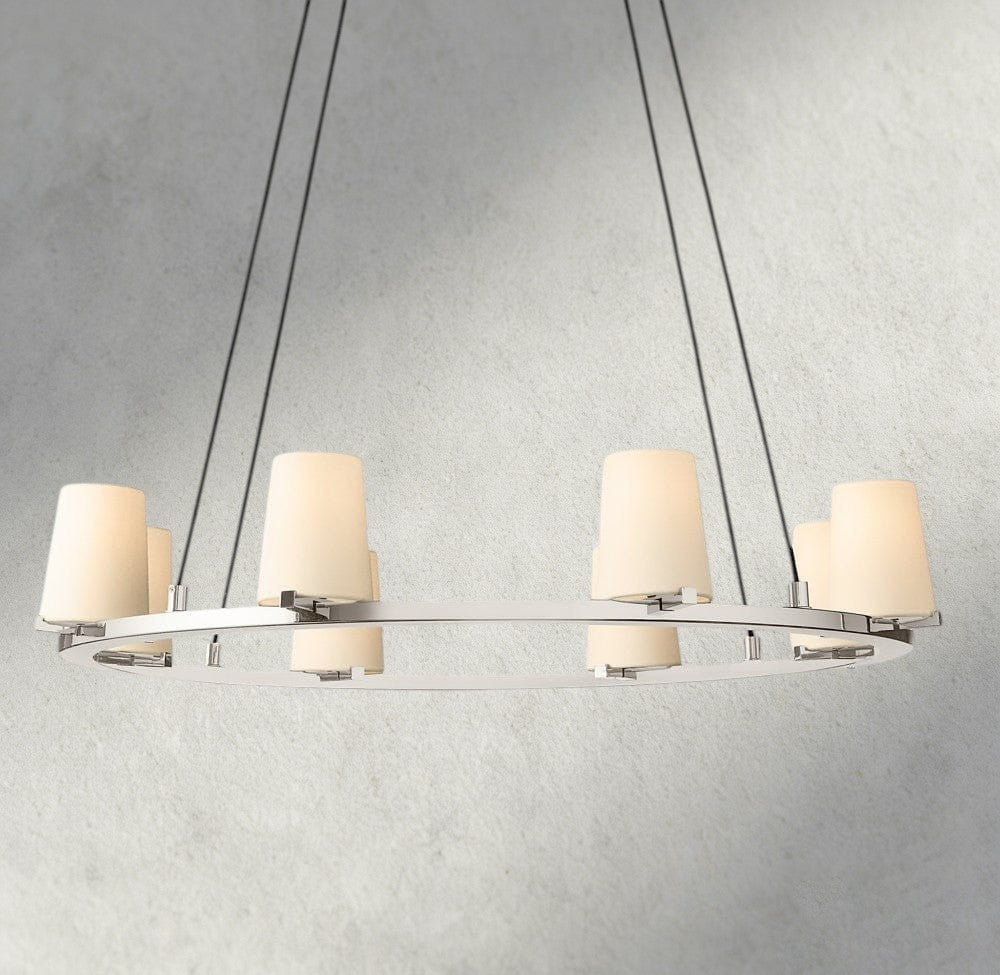 Pauillac Fabric Shade Round Chandelier 36", 48", 60"-chandelier-Jecanoli