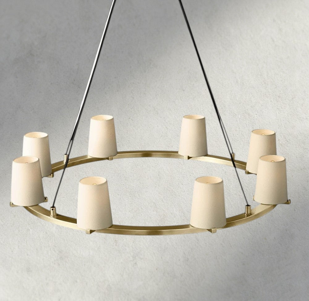 Pauillac Fabric Shade Round Chandelier 36", 48", 60"-chandelier-Jecanoli