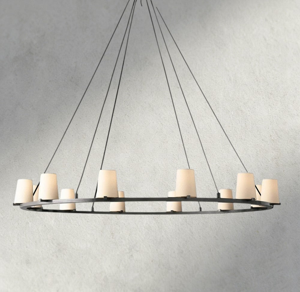 Pauillac Fabric Shade Round Chandelier 36", 48", 60"-chandelier-Jecanoli